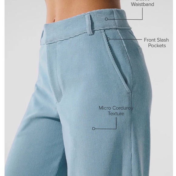 ALO Micro Corduroy Mid-Rise Dreamer Wide Leg Trouser - Picture 2 of 7